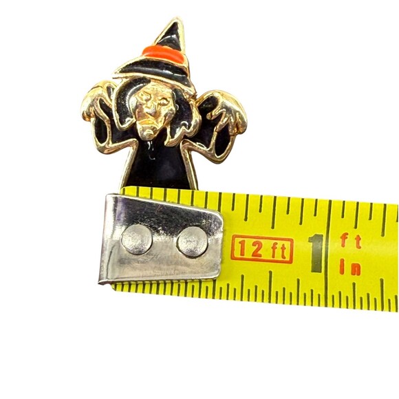 Halloween Witch Earrings Enamel Gold Tone Black Dangle Drop Spooky Festive EUC - Picture 12 of 13
